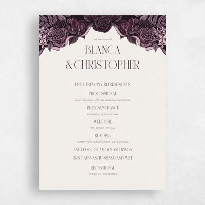 Mauve, Purple Wedding Program - Moreau