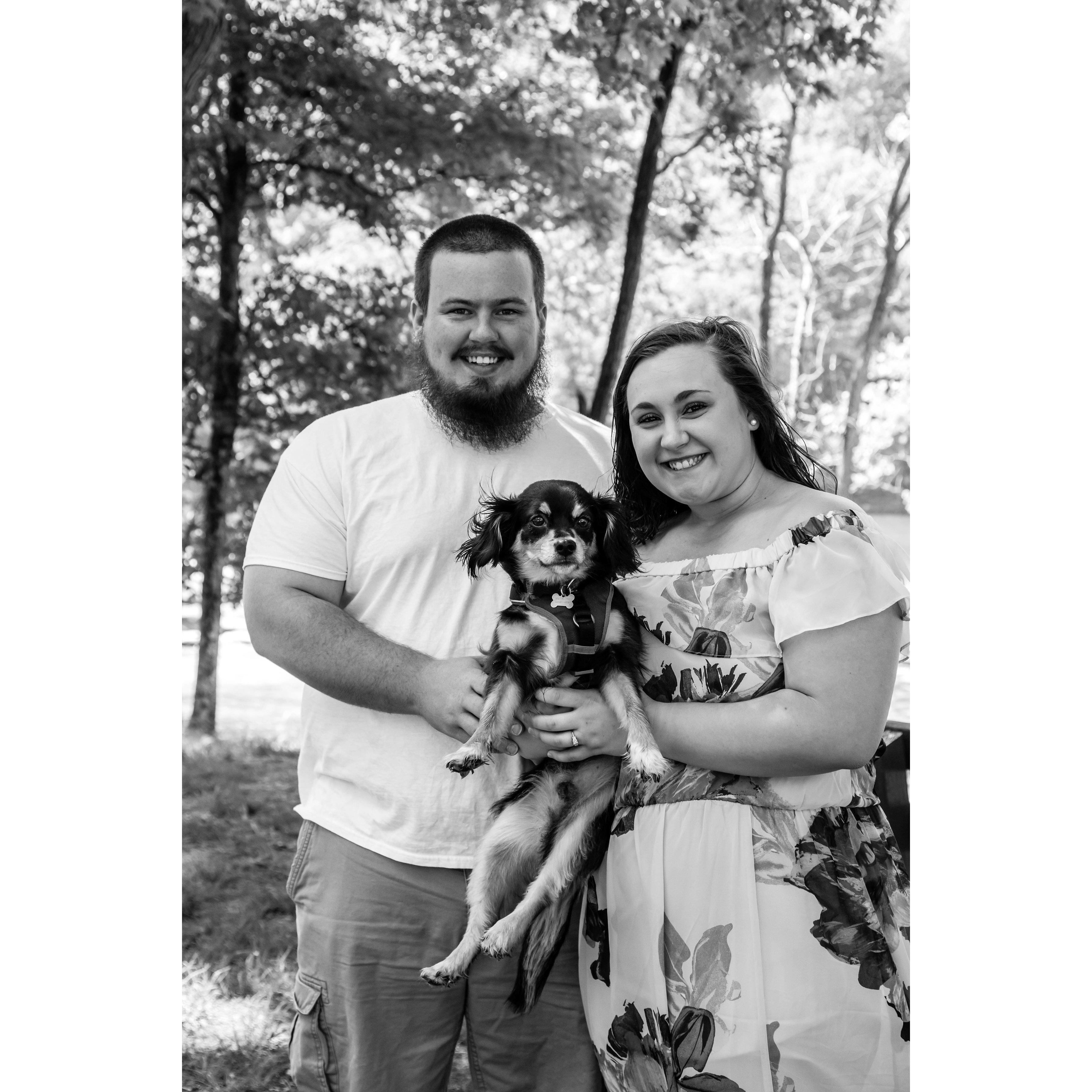 One of our favorite engagement pictures with our pup, Max!