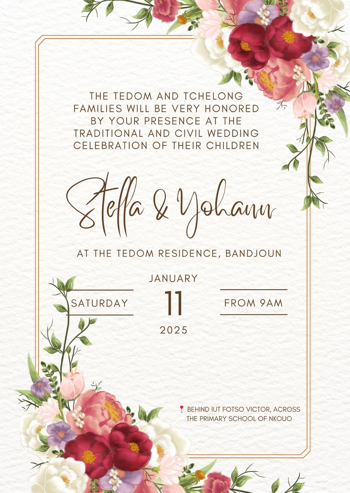 The Wedding Website of Yohann Tchelong and Stella Tedom