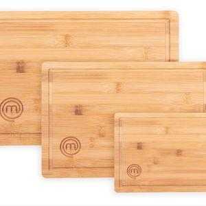 MasterChef Bamboo Cutting Boards for Kitchen, Wooden Cutting Board Set of 3, Natural, Organic & Food Safe Surface, Reversible Large, Medium & Small Wooden Chopping Boards with Juice Grooves