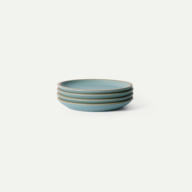 MORA Medium Plates Set of 4, 8.5 inch Ceramic Pottery Salad Plates - Microwave, Oven and Dishwasher Safe - Iris