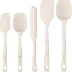 5 Pieces Silicone Spatula Set, Food Grade Rubber Spatula, Upgrade Strong Handle with Ergonomic Grip, Heat Resistant Up to 600°F for Nonstick Cookware, Cooking Candy Series