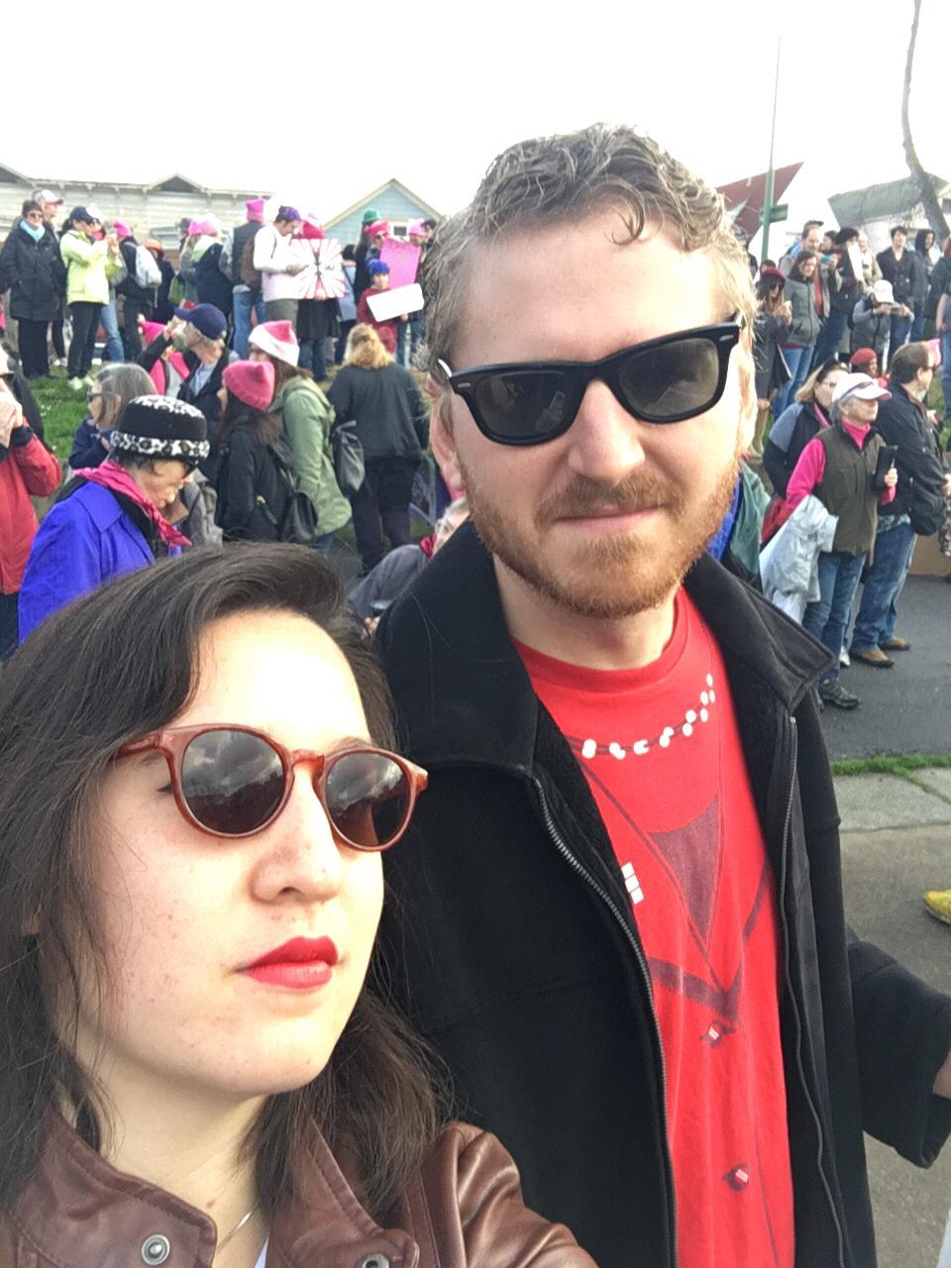 Morning of our first Women's March, Oakland. 2017