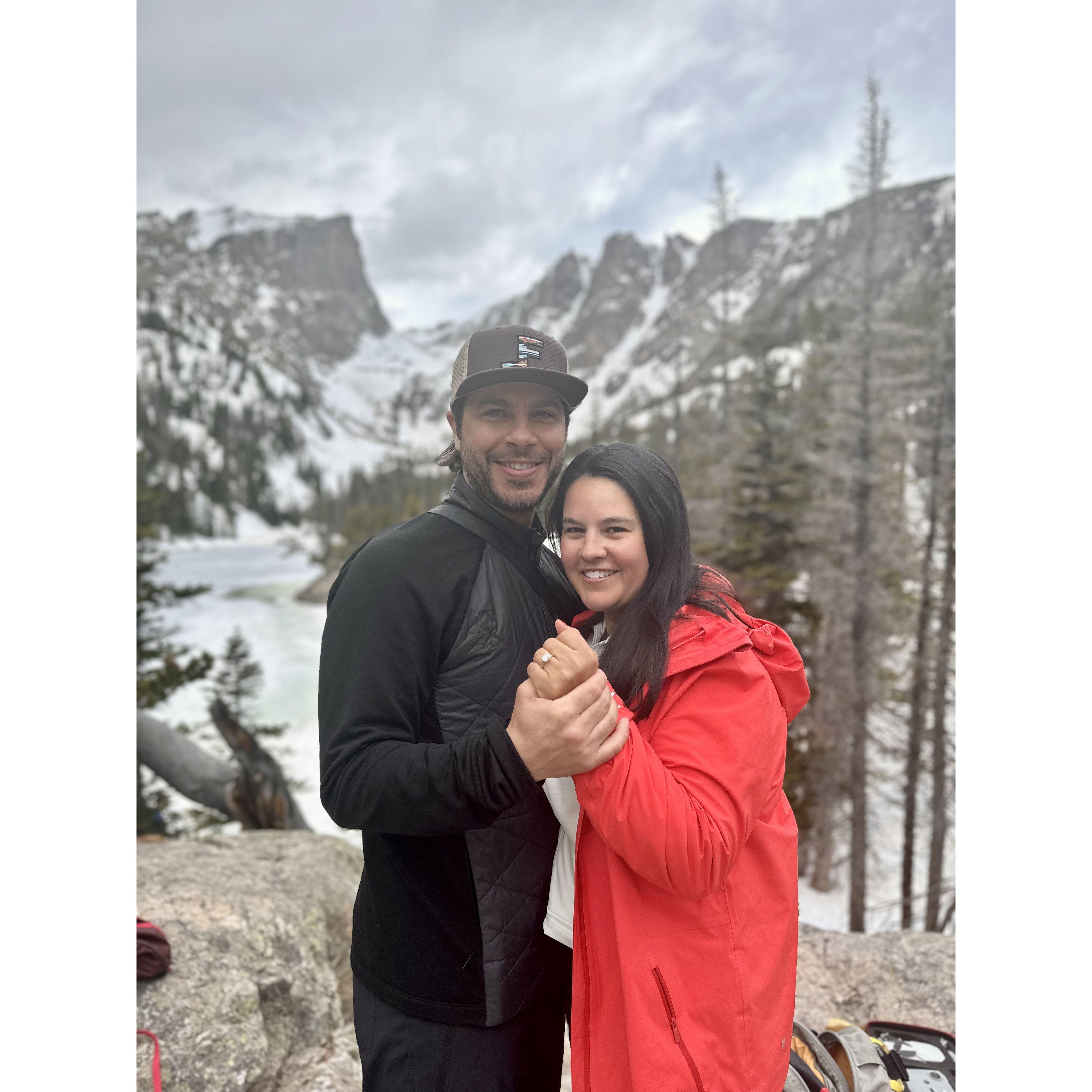 Moments after Joelle said yes at Rocky Mountain National Park