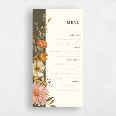 Dark Khaki, Green Wedding Menu - Lysete
