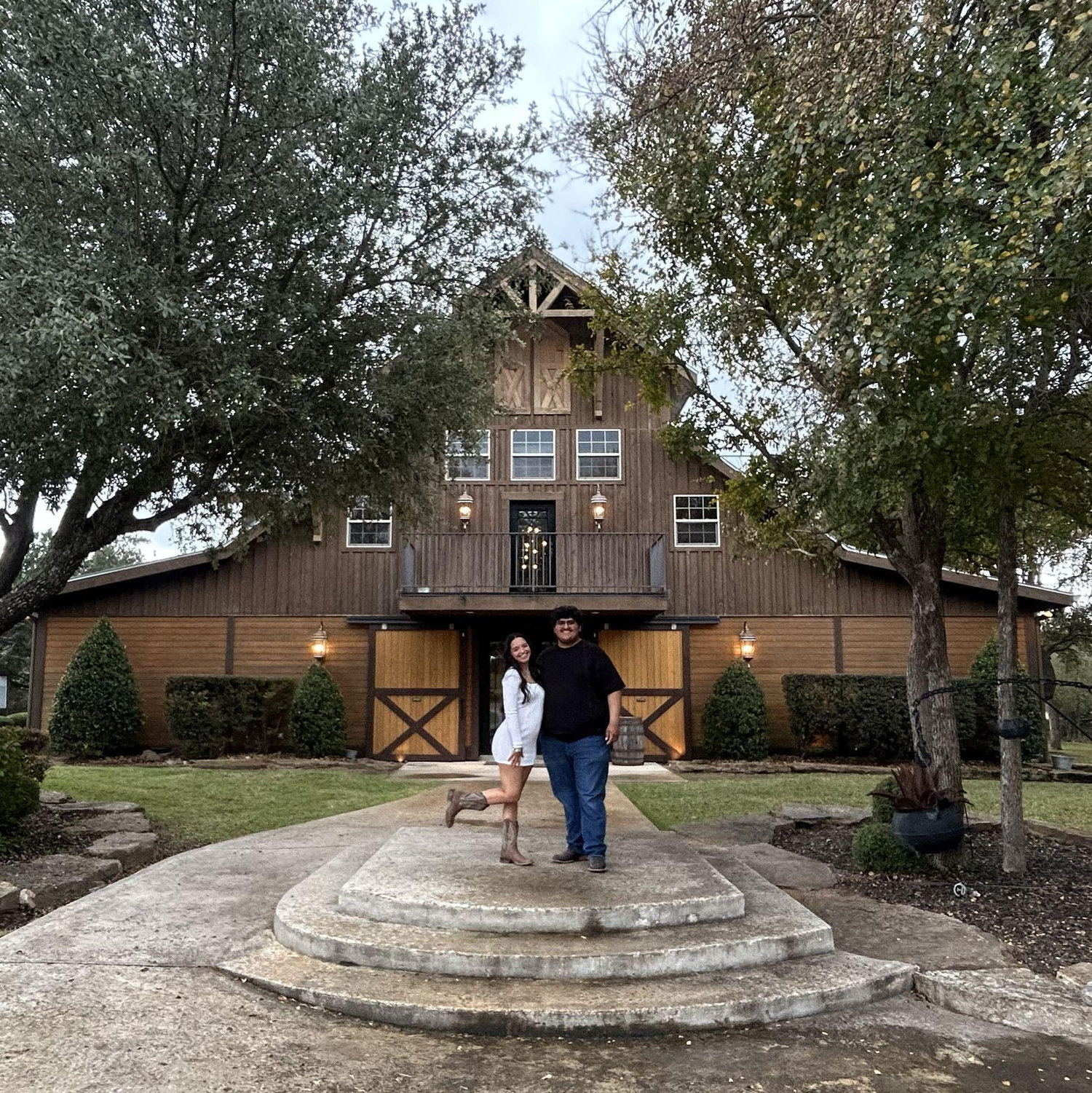 We snapped a picture in front of our wedding venue!