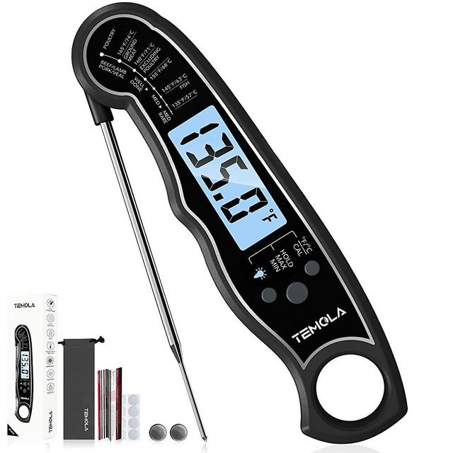 Meat Thermometer, Instant Read Food Thermometer with LCD Backlight Calibration, Waterproof Ultra Fast Digital Cooking Thermometer for Candy Deep Fry Liquids Turkey Kitchen Baking Smoker Grill BBQ