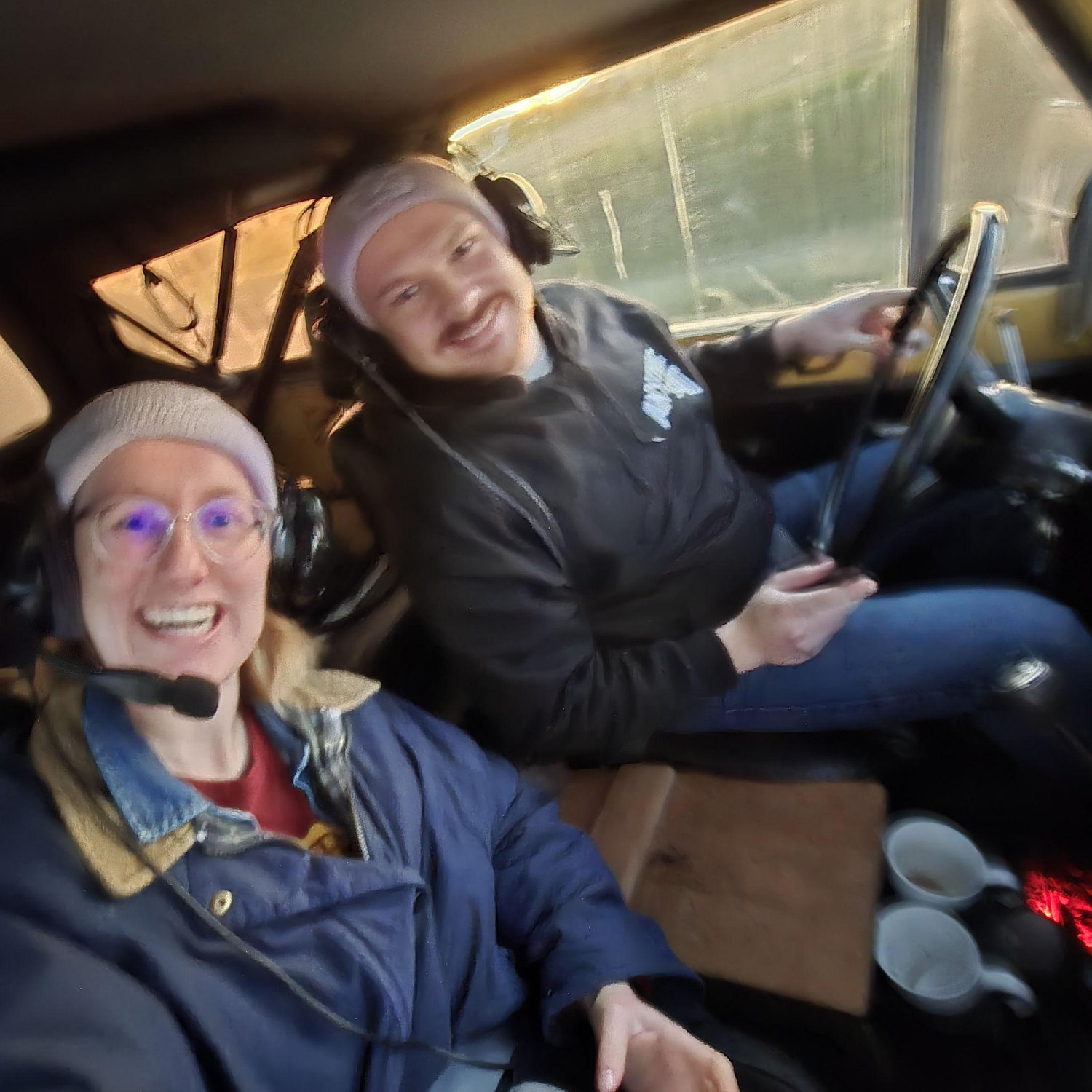 Driving Ben's scout truck and singing together through the special headphones - adventures!