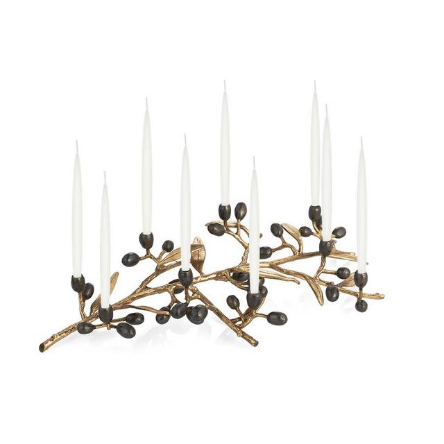 Olive Branch Gold Tone Menorah