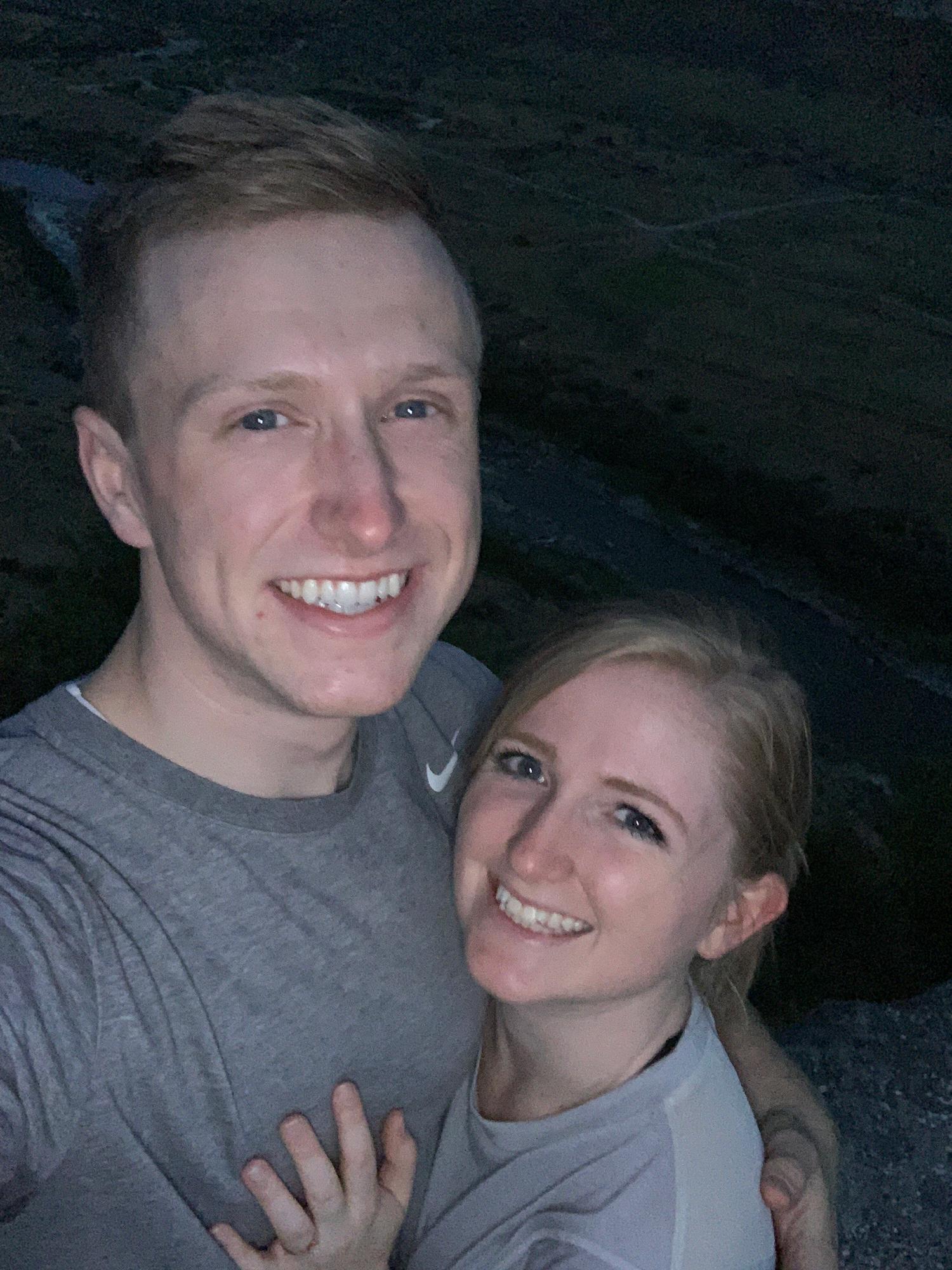 This was the selfie we took at the edge of the canyon when Tyler proposed. We went old school, and there was no photographer involved so we took it ourselves :)