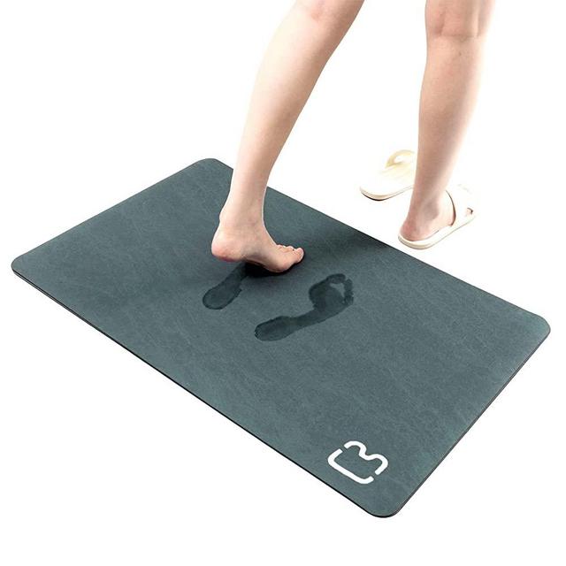 Diatomaceous Earth Bath mat Bathtub mat Fast Drying Non-Slip Shower Mat Bath Stone Mat Super Absorbent Bathroom Floor Mat, Machine Washable, Rectangle ( 15.7" x 23.6", Dark Green)
