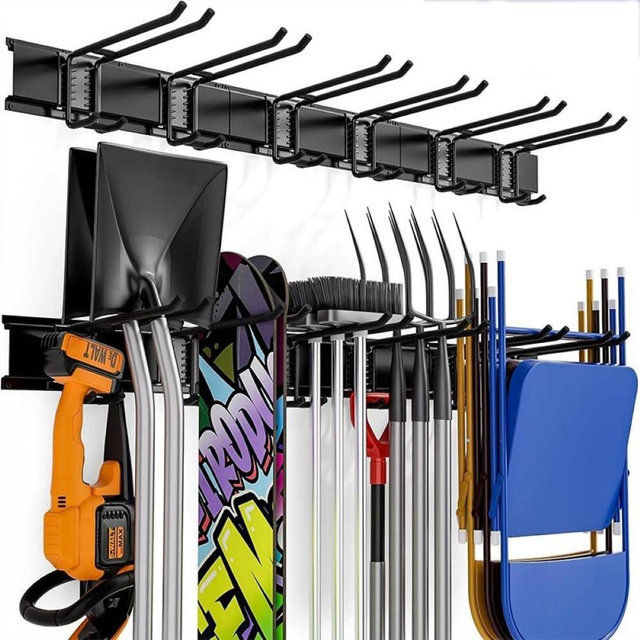 JXQAZC Garage Wall Organizers,Tool Hangers for Garage,Garden Tool Rack Wall Mount,Yard Tool Organizer for Garage,Garage Wall Mount(3 Boards 6 Double Layer Heavy Hooks)