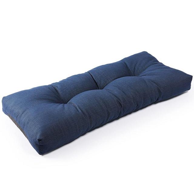 SUNROX LokGrip Non Slip Tufted Memory Foam Bench Cushion, FadeShield Water Resistant Durable Thicken Outdoor/Indoor Bench Seat Pads 48x16x4 inch, Navy