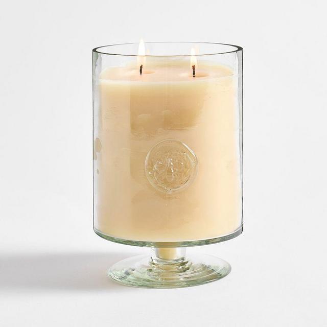 Stamped Pedestal Candle: Clear (Mediterranean Citrus): Large