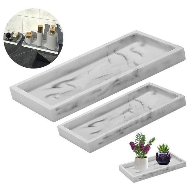 2 Packs Bathroom Silicone Vanity Tray Small and Large Rectangle Set (11.8" and 7.8") Anti-Slip Shatterproof Counter Trays, Perfume Key Tray, Kitchen Sink Soap Dispenser Silicone Tray.