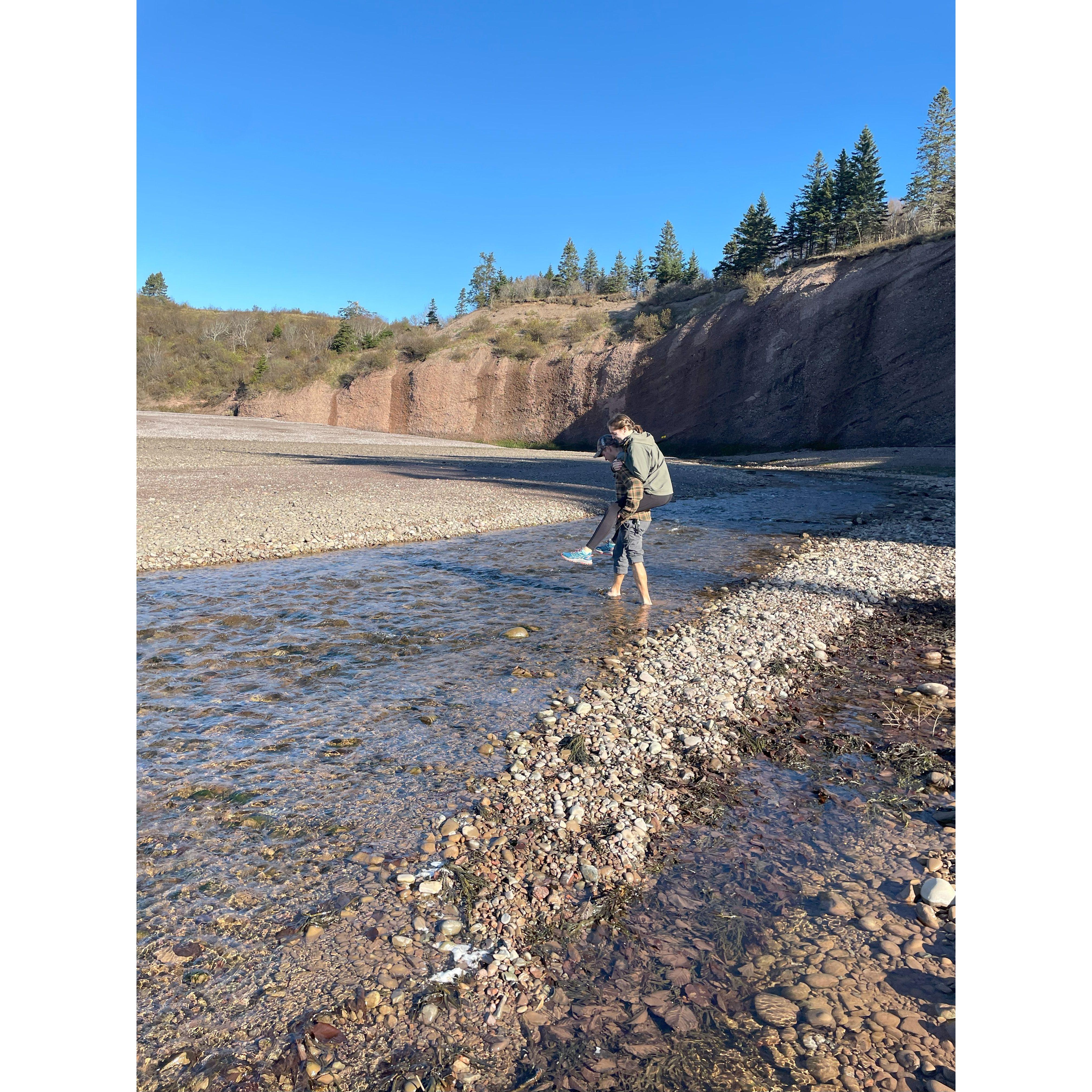 Piggyback across the water