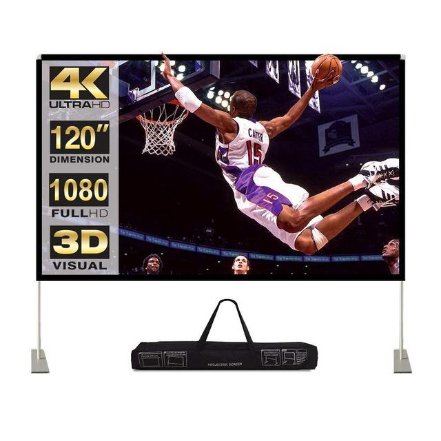 Projector Screen with Stand 120 inch 16:9 HD 4K Outdoor Indoor Projection Screen for Home Theater 3D Fast-Folding Projector Screen with Stand Legs and Carry Bag Projection Movie Wrinkle-Free…