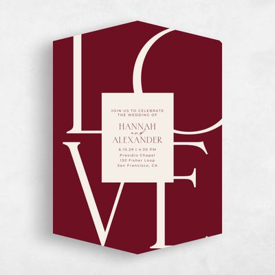 Red Diamond Wedding Invitation - Josephine Portrait