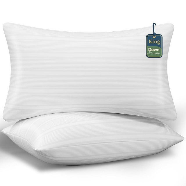 LOVELYREST King Size Pillows Set of 2, King Pillows 2 Pack with Adjustable Down Alternative Polyester Fiber Fill, Hotel-Quality Comfort for Side, Back & Stomach Sleepers