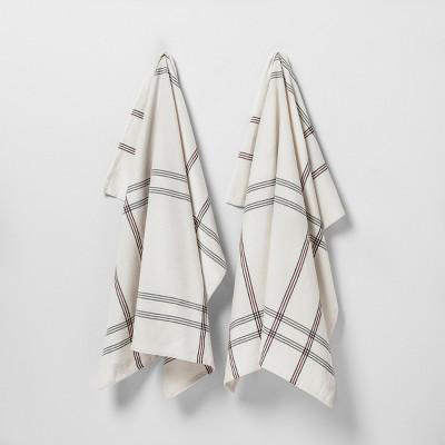 2pk Kitchen Towel Black/White Plaid - Hearth & Hand™ with Magnolia