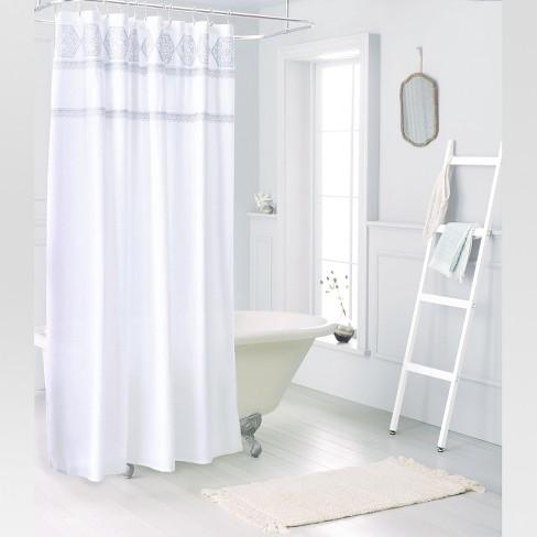 Medallion Sheer Embroidery Shower Curtain White - Threshold™