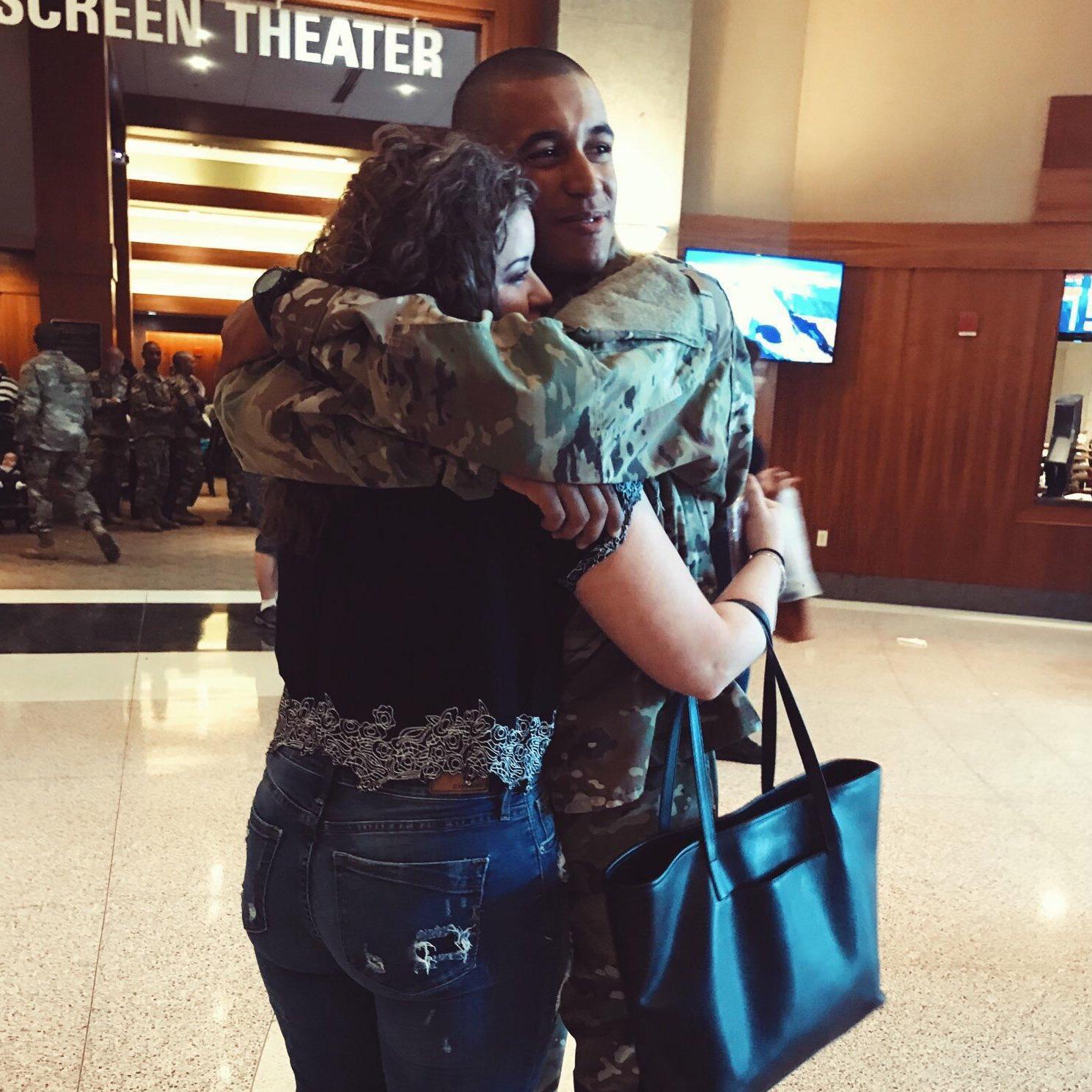 First time seeing each other after basic training