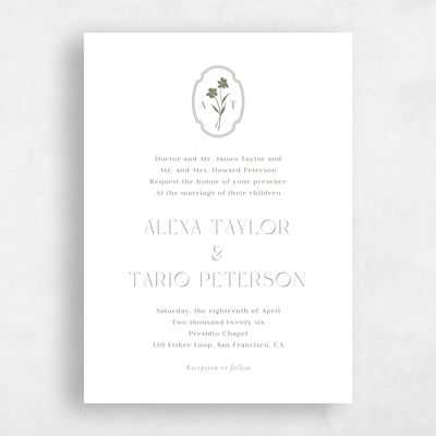 White Wedding Invitation - Gaia Classic