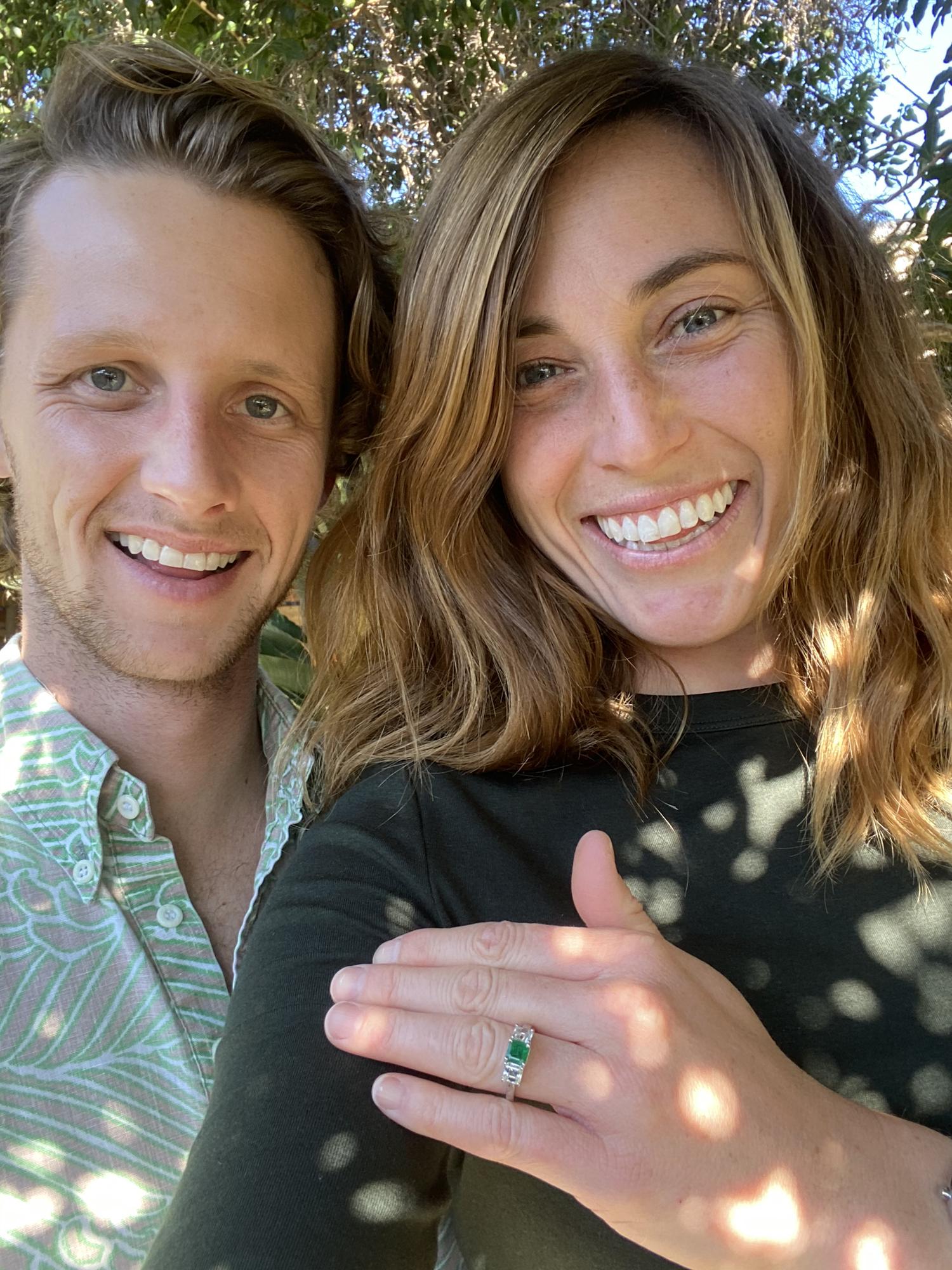 Celebrating our engagement in San Diego. Jan. 2021.