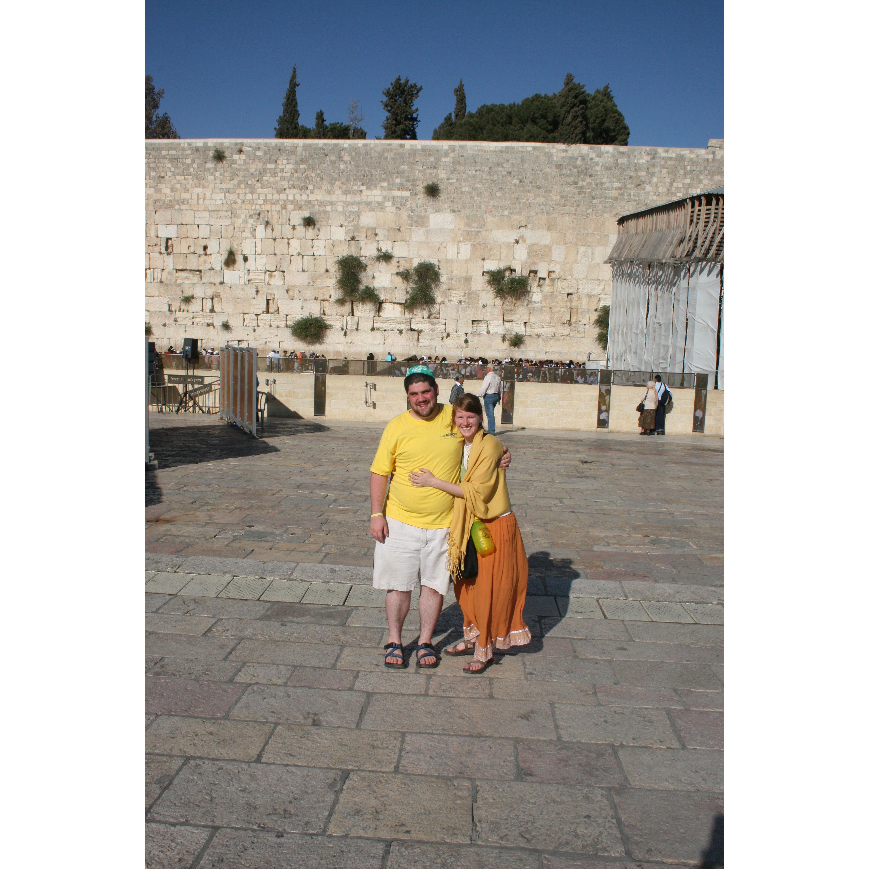 Ami and Ali at the Western Wall in Jerusalem.