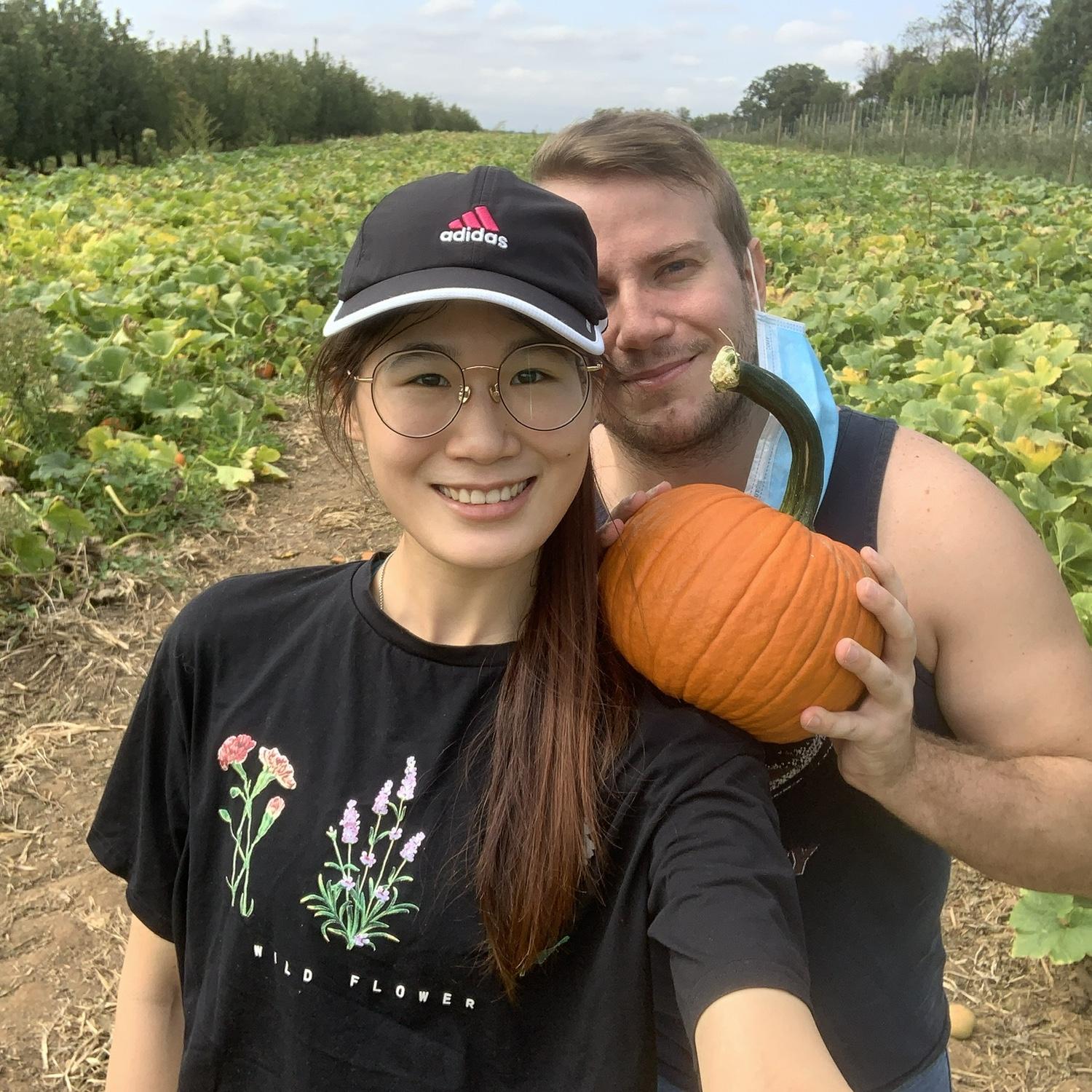 Wanted to do apple picking but we were too late, so pumpkin picking would do