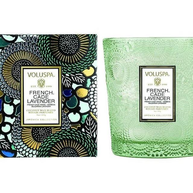 Voluspa French Cade Lavender, Classic Boxed Candle, 9 oz, 60 Hour Burn Time, Coconut Wax for Clean Burning, Handcrafted in The USA