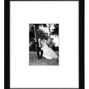 11x14 Black Wall Picture Frame - Matted to Fit Pictures 5x7 Inches or 11x14 Without Mat - Protective Glass Covering Front