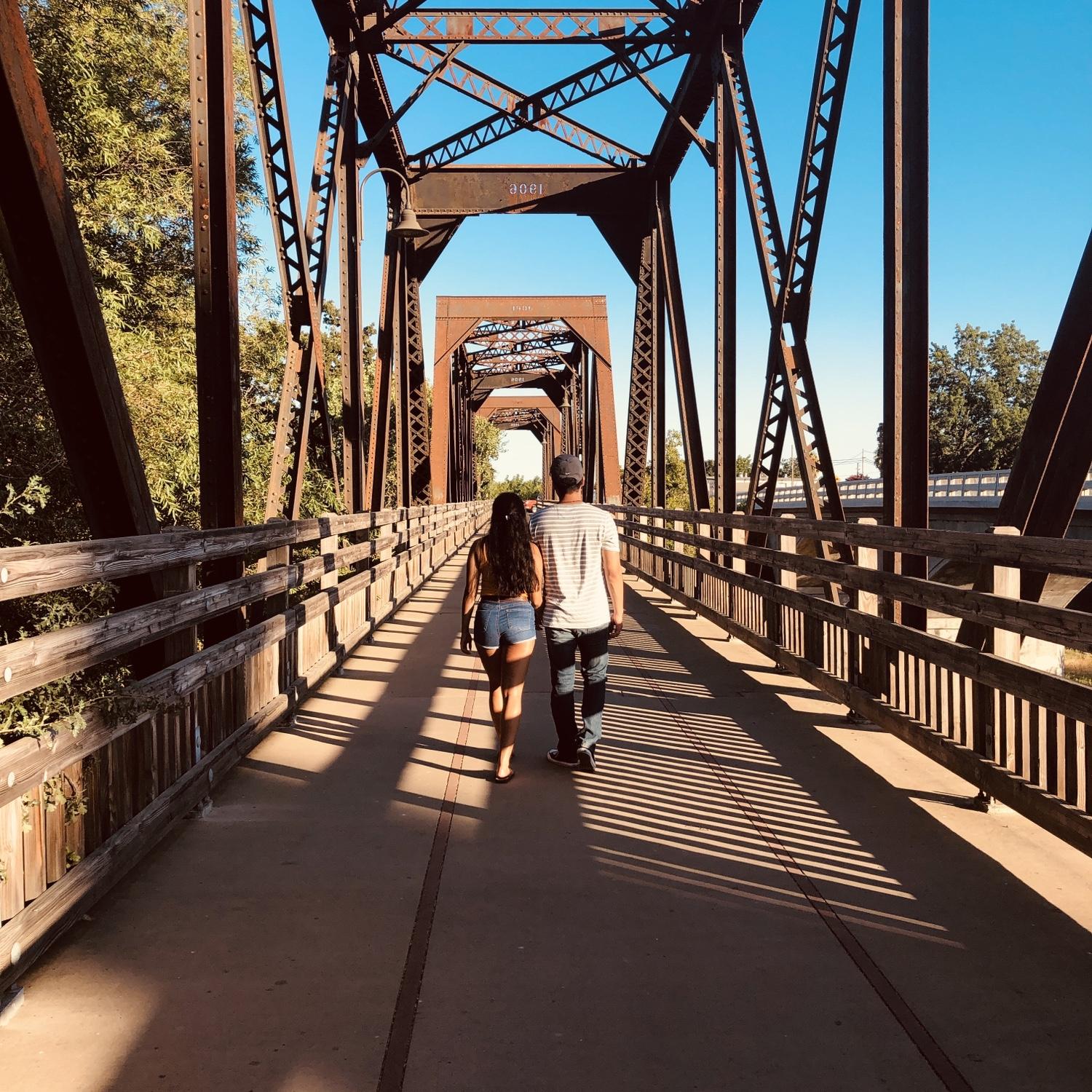 Walking on the bridge, in the city we’d eventually get married in. Who would’ve thought! (Winters, CA)