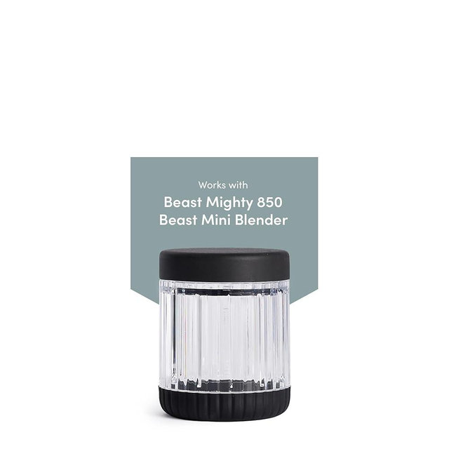Beast Blending Vessel for Mighty 850 and Beast Mini Blender, Ultra-Thick Tritan Blending Vessel + Storage Lid (415mL, Carbon Black)