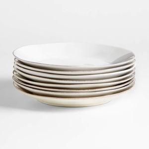 Marin White Stoneware Dinner Plates, Set of 8