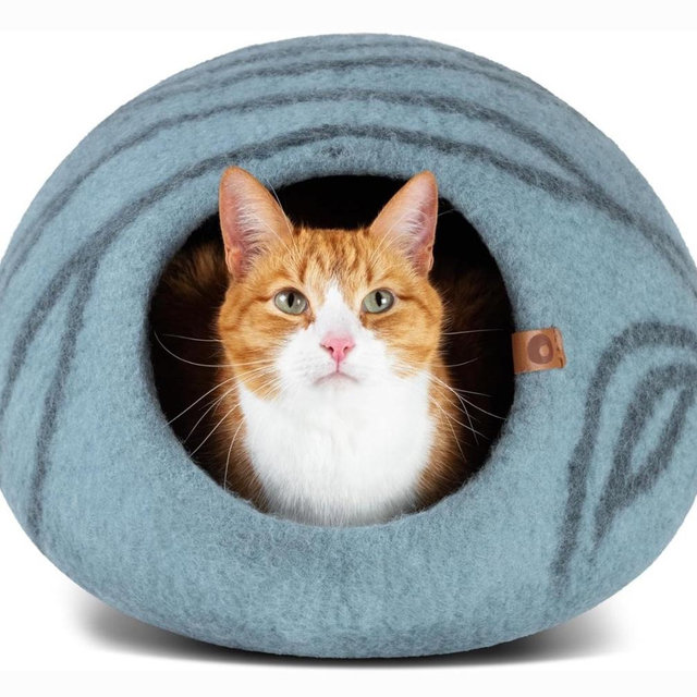 Meowfia Premium Felt Cat Cave Bed, Large, Aquamarine