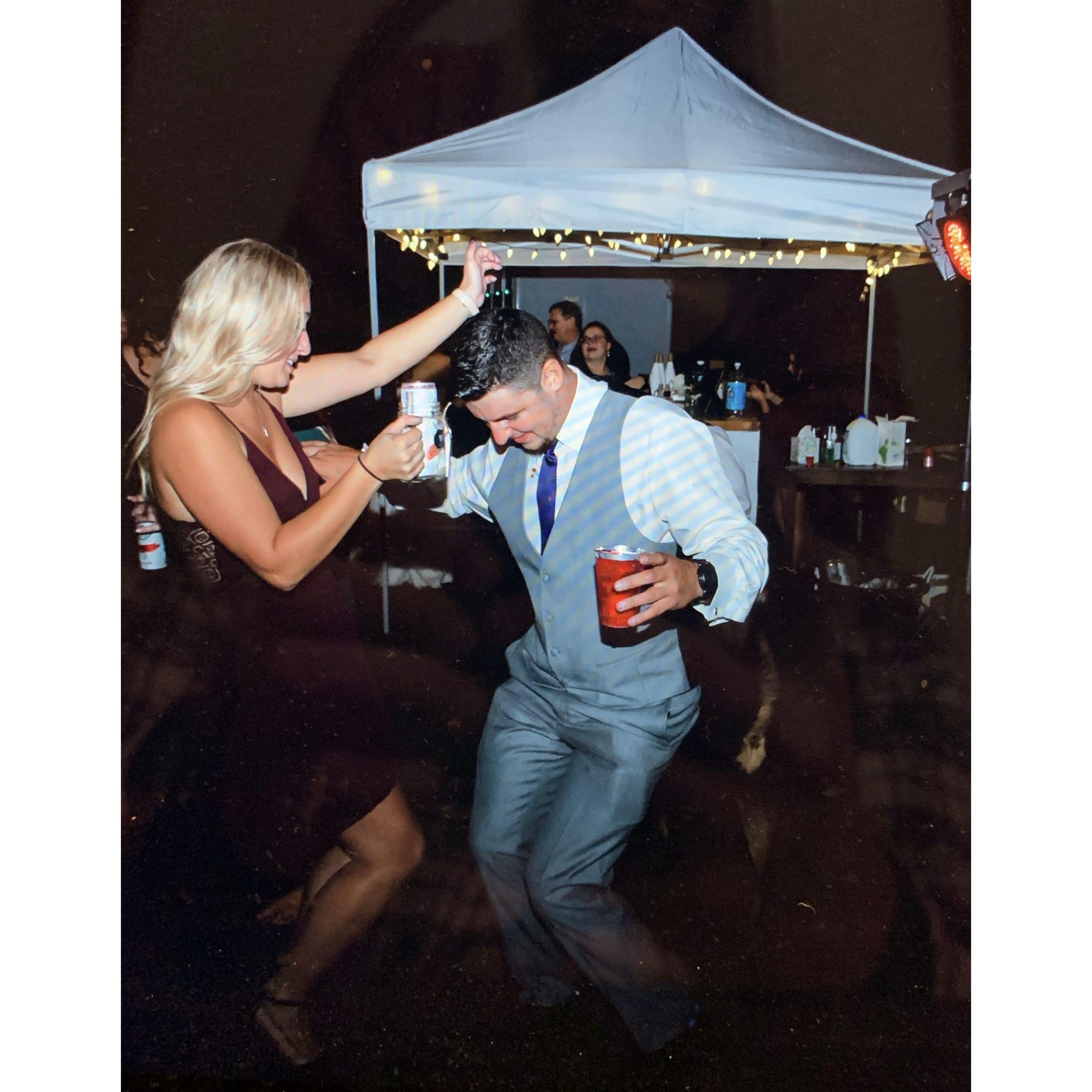 Dancing the night away together at John & Akashias wedding!