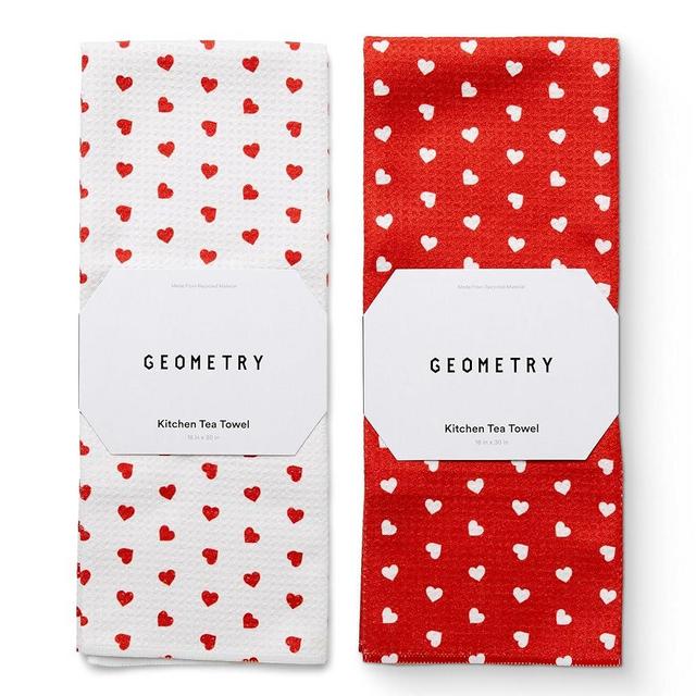 GEOMETRY Kitchen Towels - Quick Dry Microfiber Cloth Dish Towels for Kitchen Drying - Premium Quick Dry Towel - Sweetheart Duo - 2 Pack