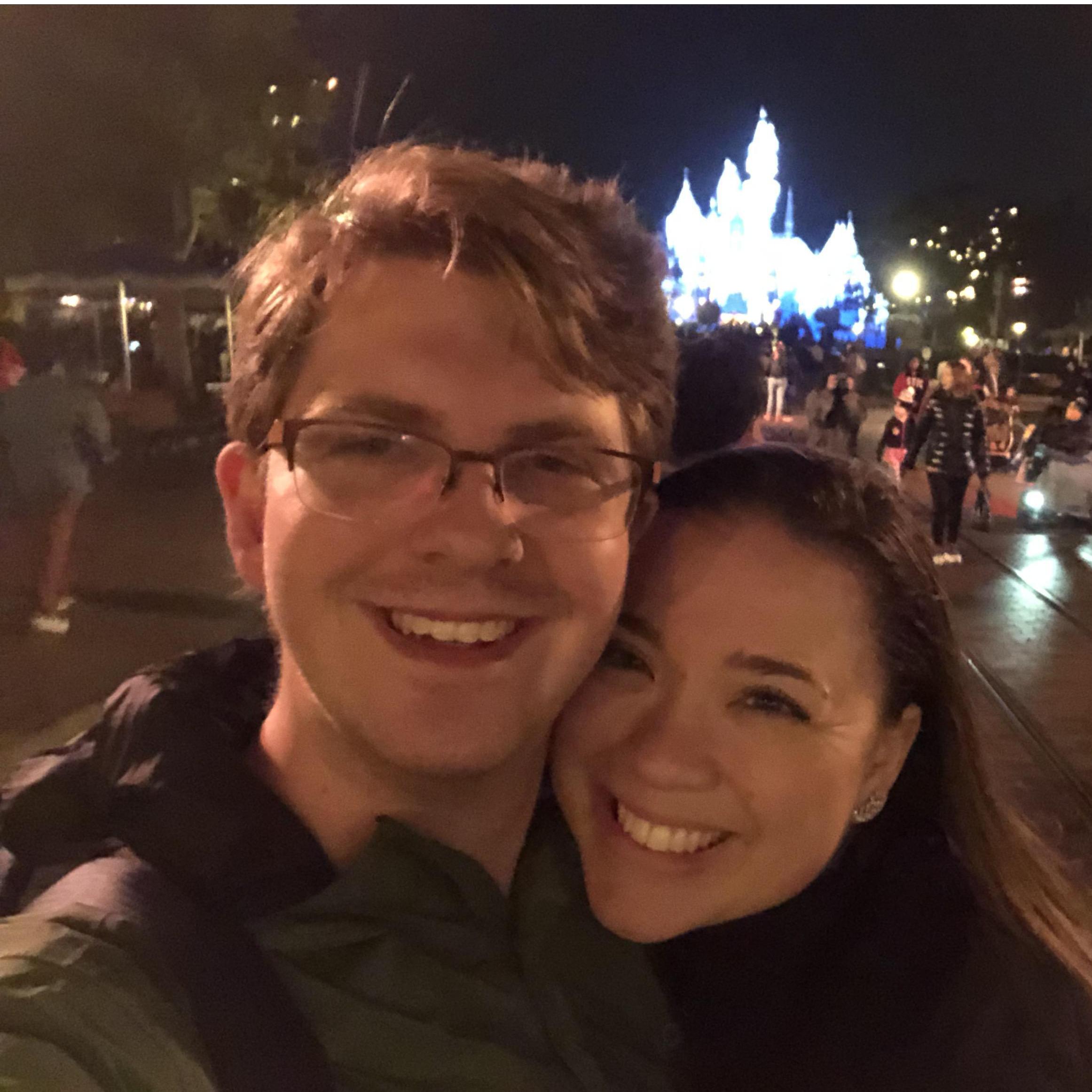 Disneyland, New Year's Eve 2018. We've both been Disney fanatics our whole lives. Peter is more of a parks and Imagineer enthusiast, but I know everything about the animation and Disney art history.