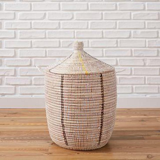 Mbare Graphic Basket, White, Medium