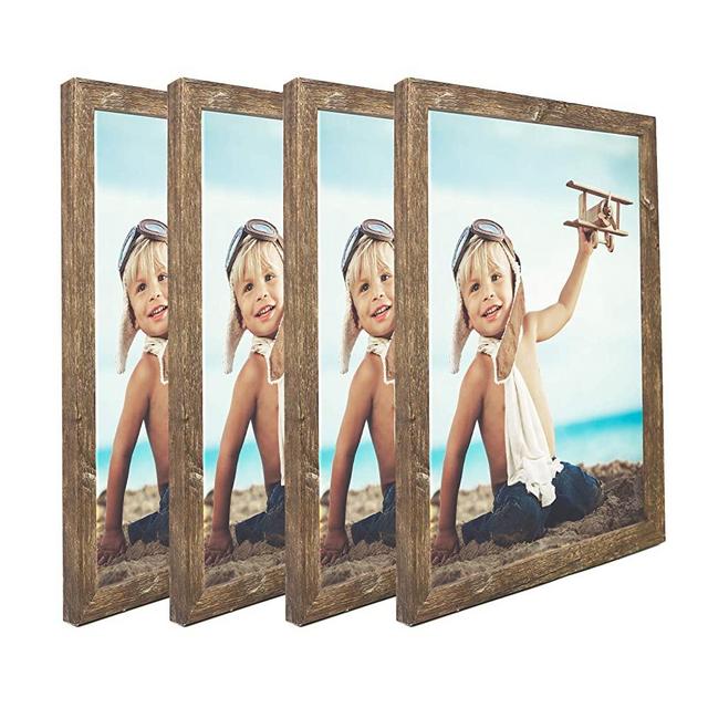 CKCY 11X14 Frame, 11 x 14 Picture Frames | Wall Gallery Photo Frames | Poster Frame , Wooden Brown, 11 by 14 Rustic Frames with HD Plexiglass, Puzzle Frames for Wall & Tabletop, 4 Pack