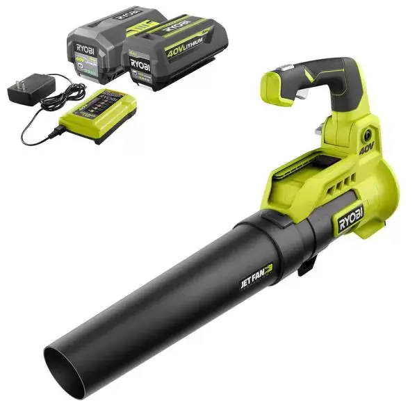 110 MPH 525 CFM 40-Volt Lithium-Ion Cordless Variable-Speed Jet Fan Leaf Blower - (2) 4.0 Ah Batteries/Chargers Included
