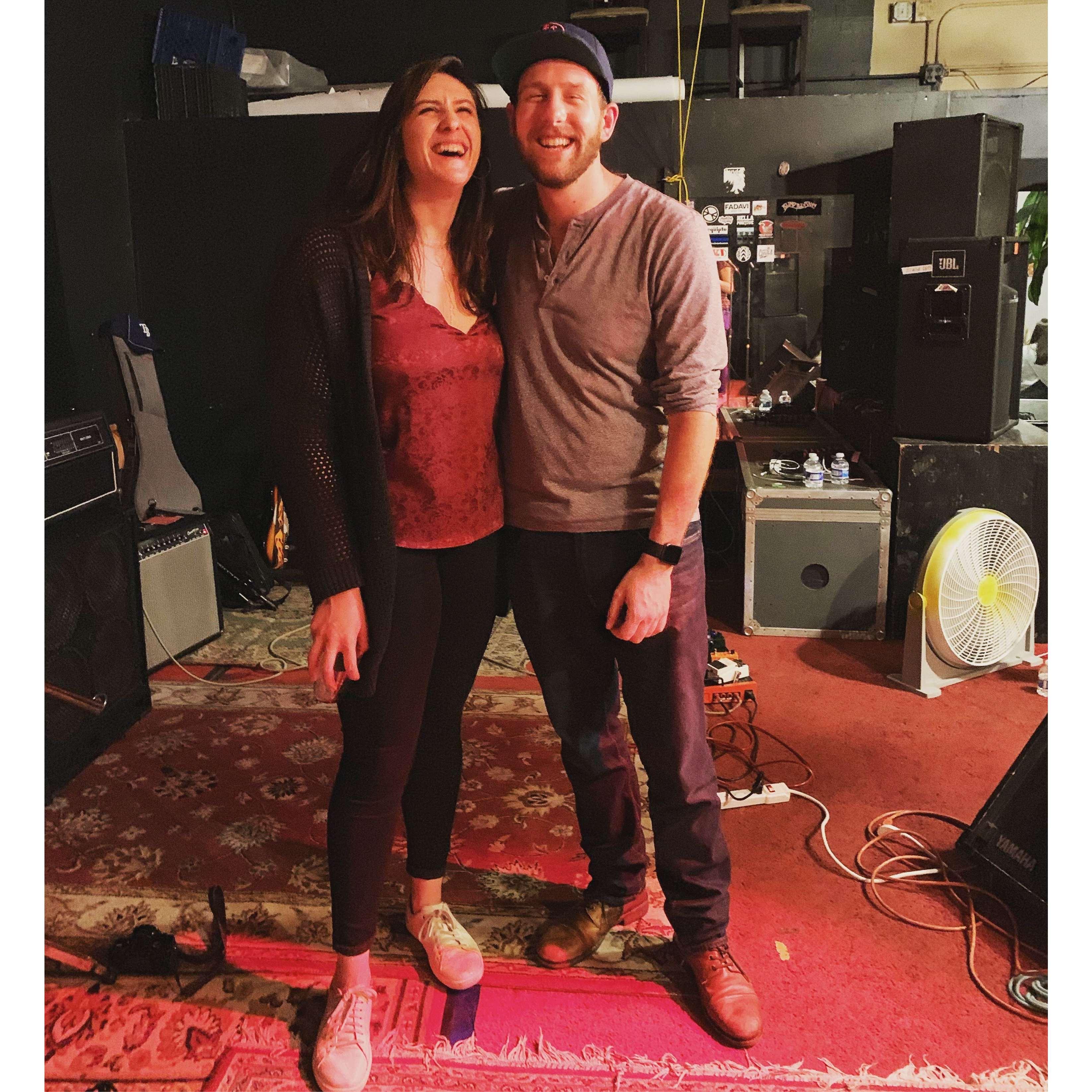 Us on stage after Eric's band played a live show in San Francisco in 2019!