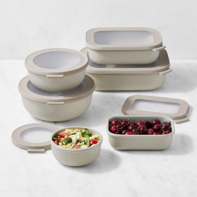 Mepal Nested Shallow Food Storage Containers, 12-Piece Set, Nordic White