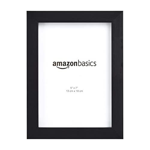 AmazonBasics Photo Picture Frame - 5" x 7", Black - Pack of 5