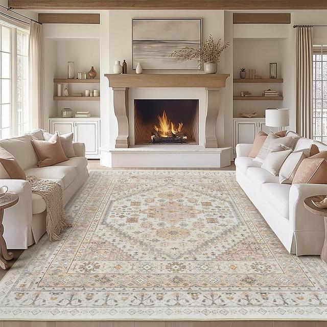 zesthome 8x10 Area Rugs for Living Room,Non-Slip Backing Washable Rugs,Vintage Large Area Rug，Stain Resistant Home Decor Rug
