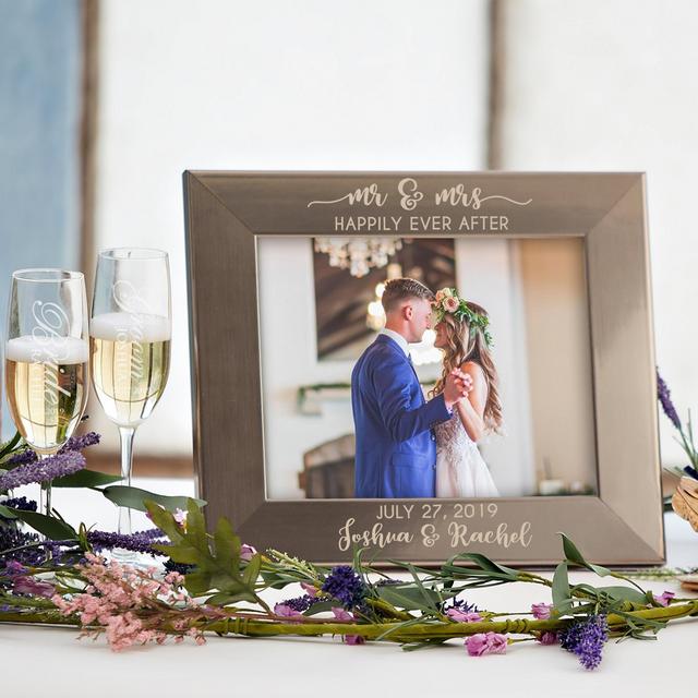 Custom Engraved Silver Wedding Picture Frame - 8x10