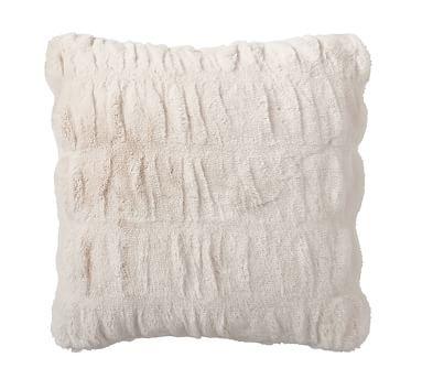 Ruched Faux Fur Pillow Cover, 26", Ivory
