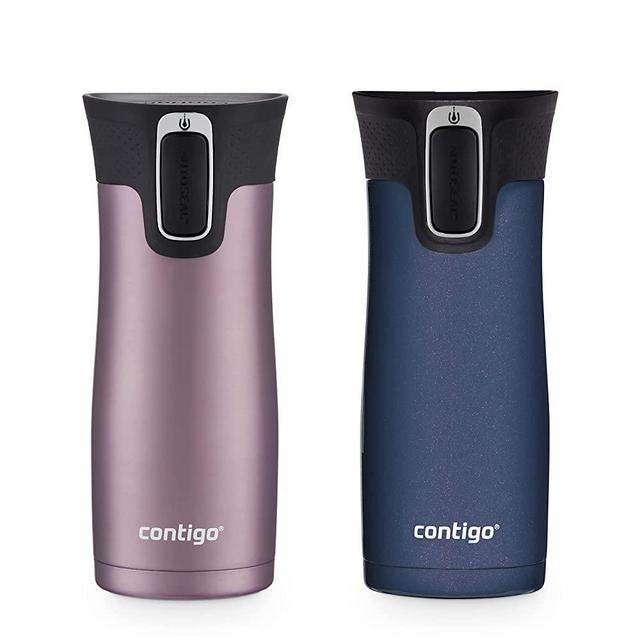 Contigo® AUTOSEAL® West Loop Vacuum-Insulated Stainless Steel Travel Mug with Easy-Clean Lid, 16 Oz, 2-Pack, Vervain, Midnight Berry