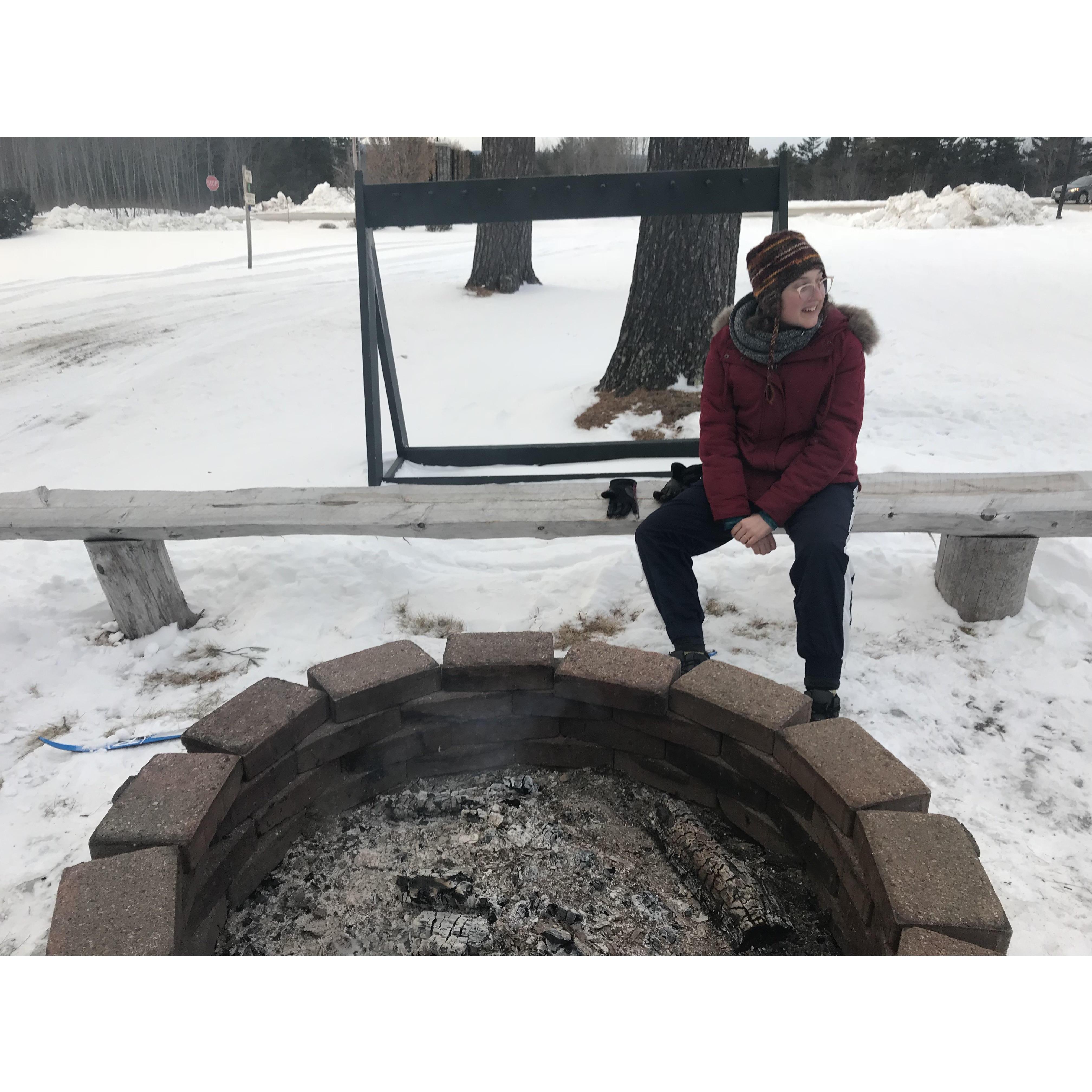 Lily's proposal spot in February, 2019. She planned a surprise day of cross country skiing in Maine before popping the question!